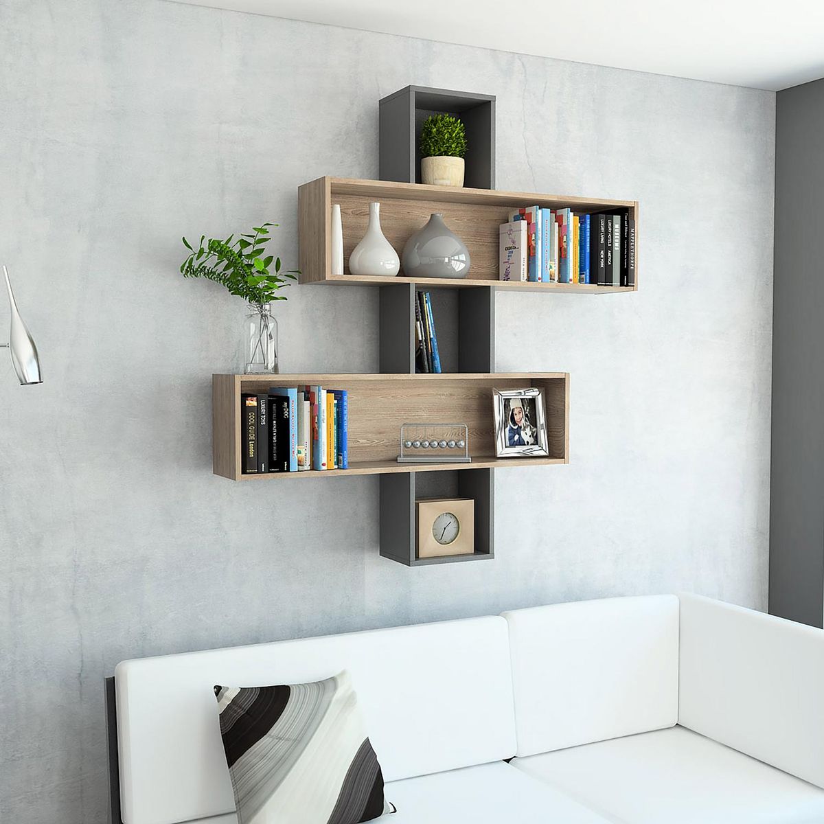 TUHOME - Repisa Wall Melamina 2 Nivel(es) 127.1x132.2x20.1 cm Café