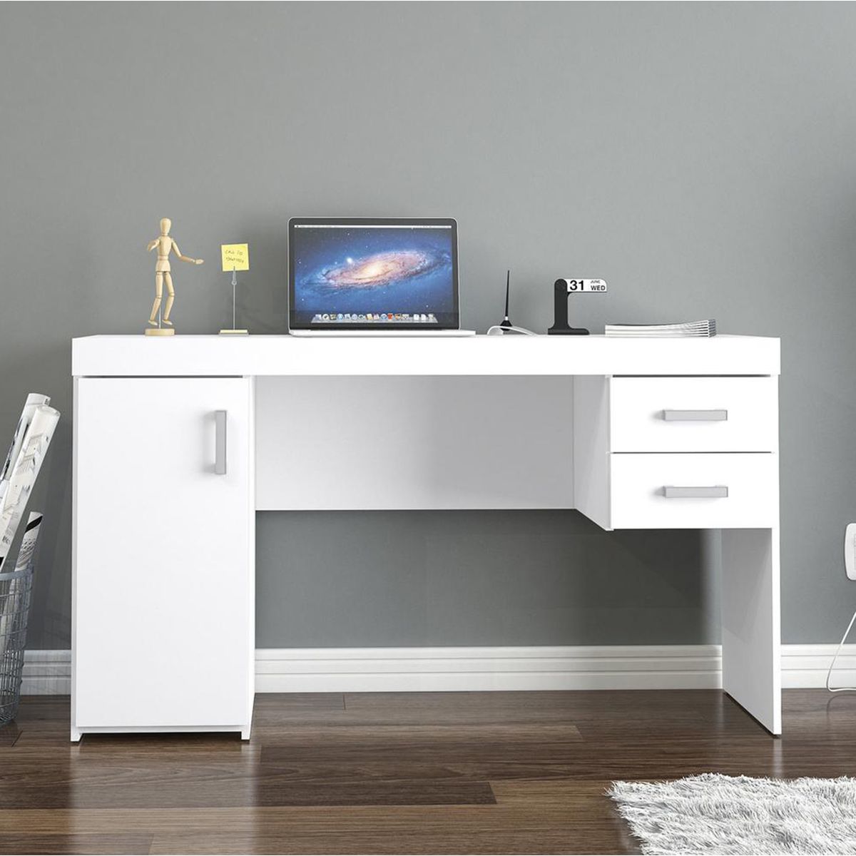 VEKKAHOME - Escritorio Canis 135x75,5x46,5 cm Blanco