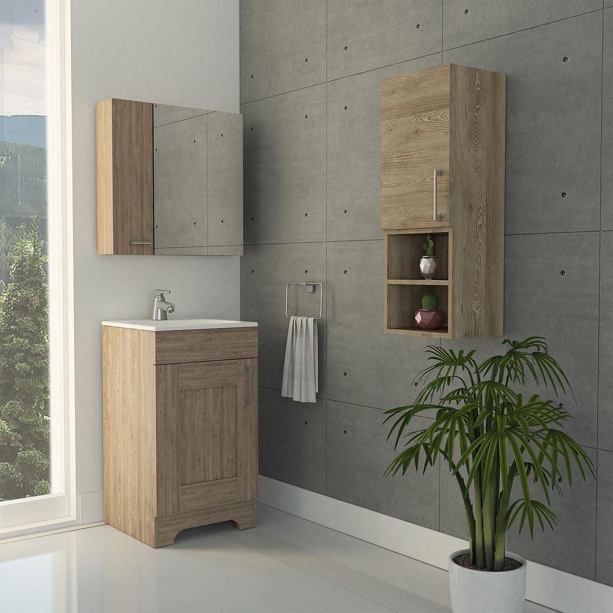 TUHOME - Lavamanos/Módulo/Botiquín Miel