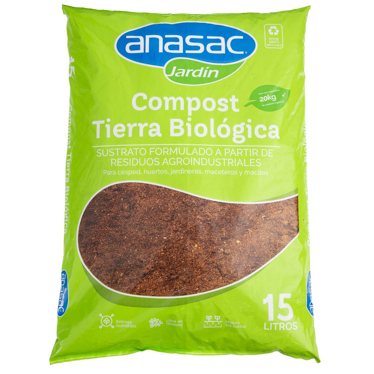 Tierra biologica compost 15lt, marca ANASAC - Foto Principal