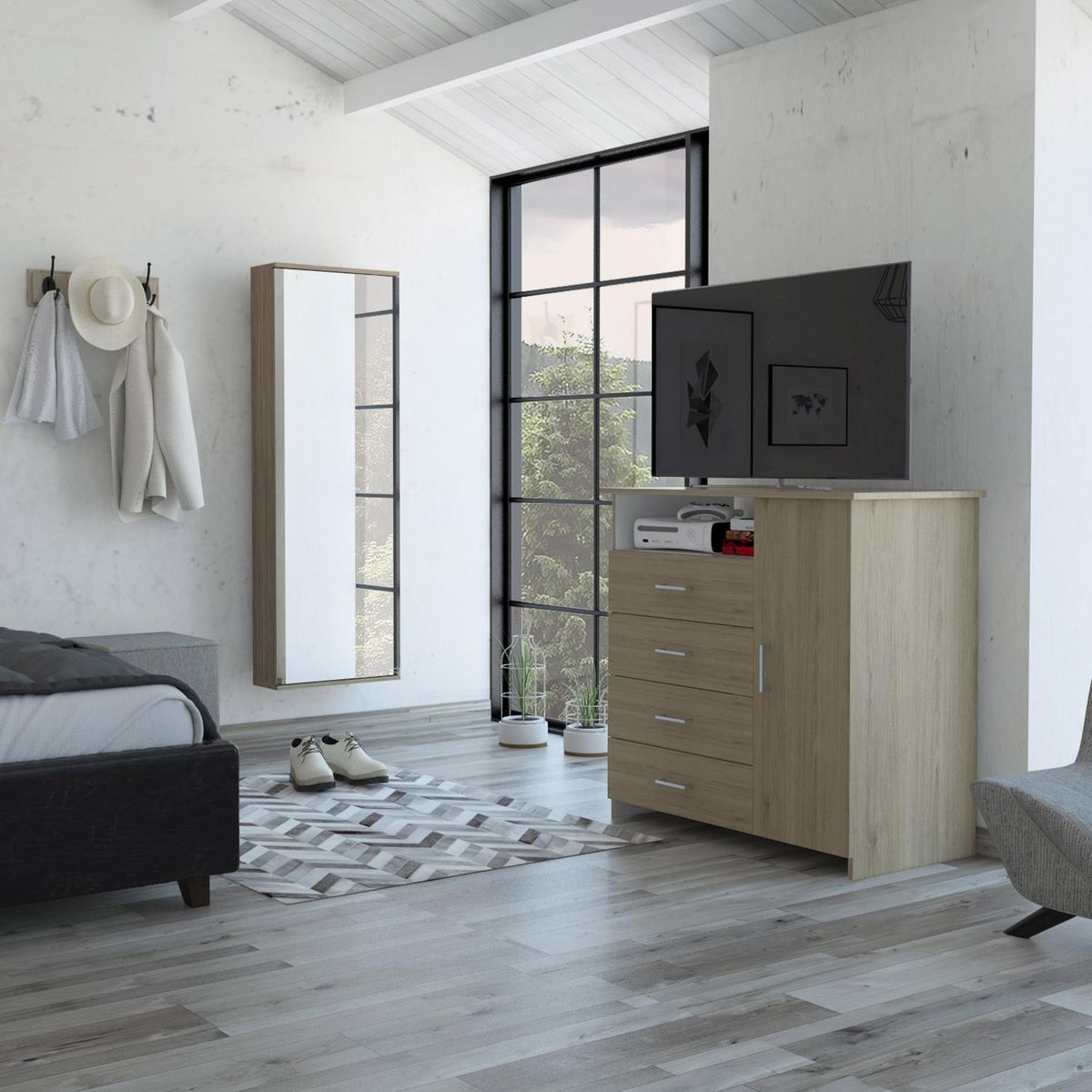 TUHOME - Cómoda + Zapatero Oak/Blanco