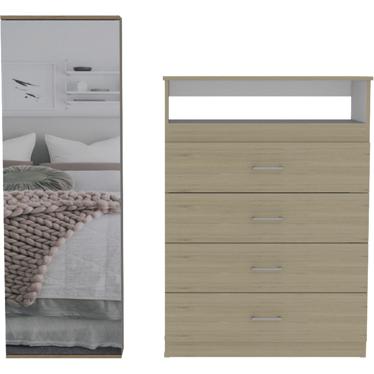 TUHOME - Cómoda + Zapatero Oak/blanco