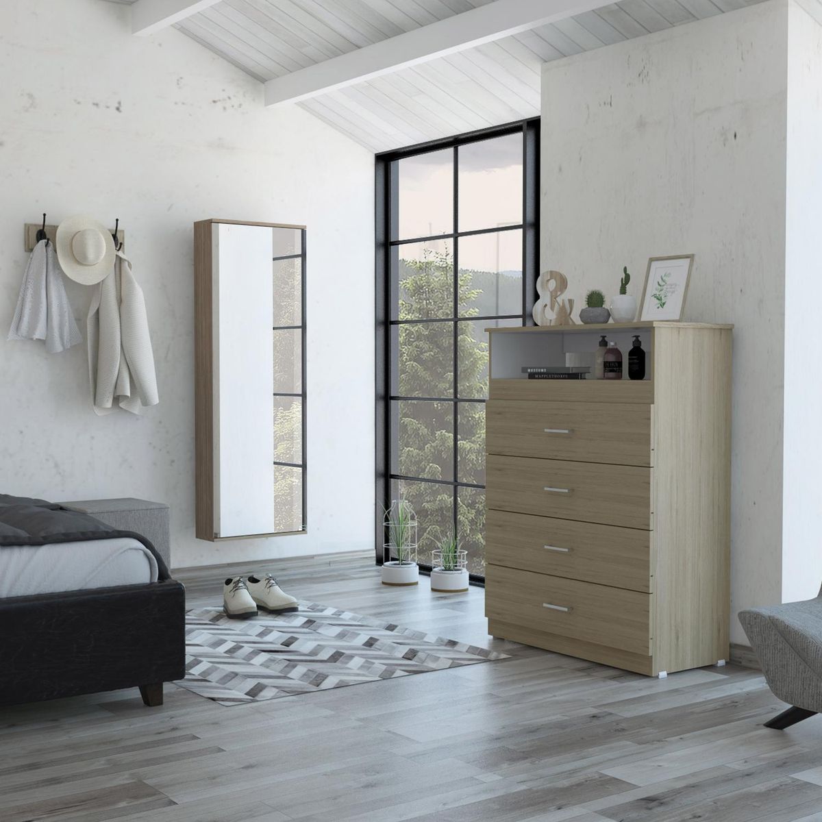 TUHOME - Cómoda + Zapatero Oak/blanco