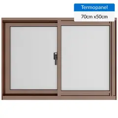 WINTEC - Ventana termopanel aluminio 70x50 cm madera corredera