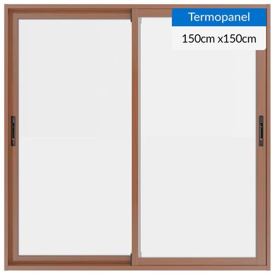 Ventanal termopanel aluminio 150x150 cm madera corredera