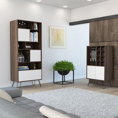 Biblioteca + bar 171x72x39 cm habano/blanca