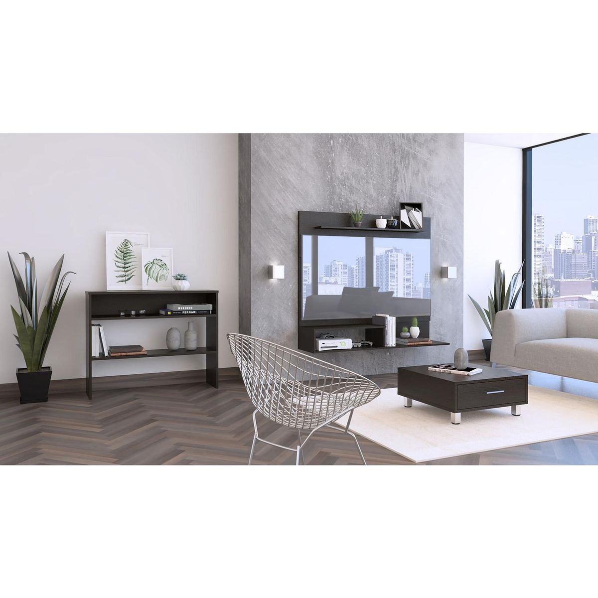 TUHOME - Panel de TV + Arrimo + Mesa de centro