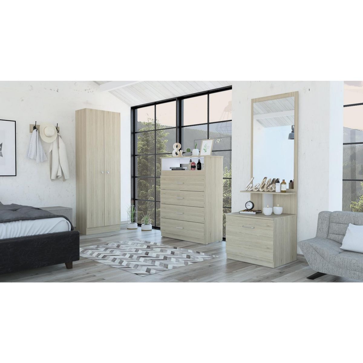 TUHOME - Clóset + comoda + velador 60x30x180 cm