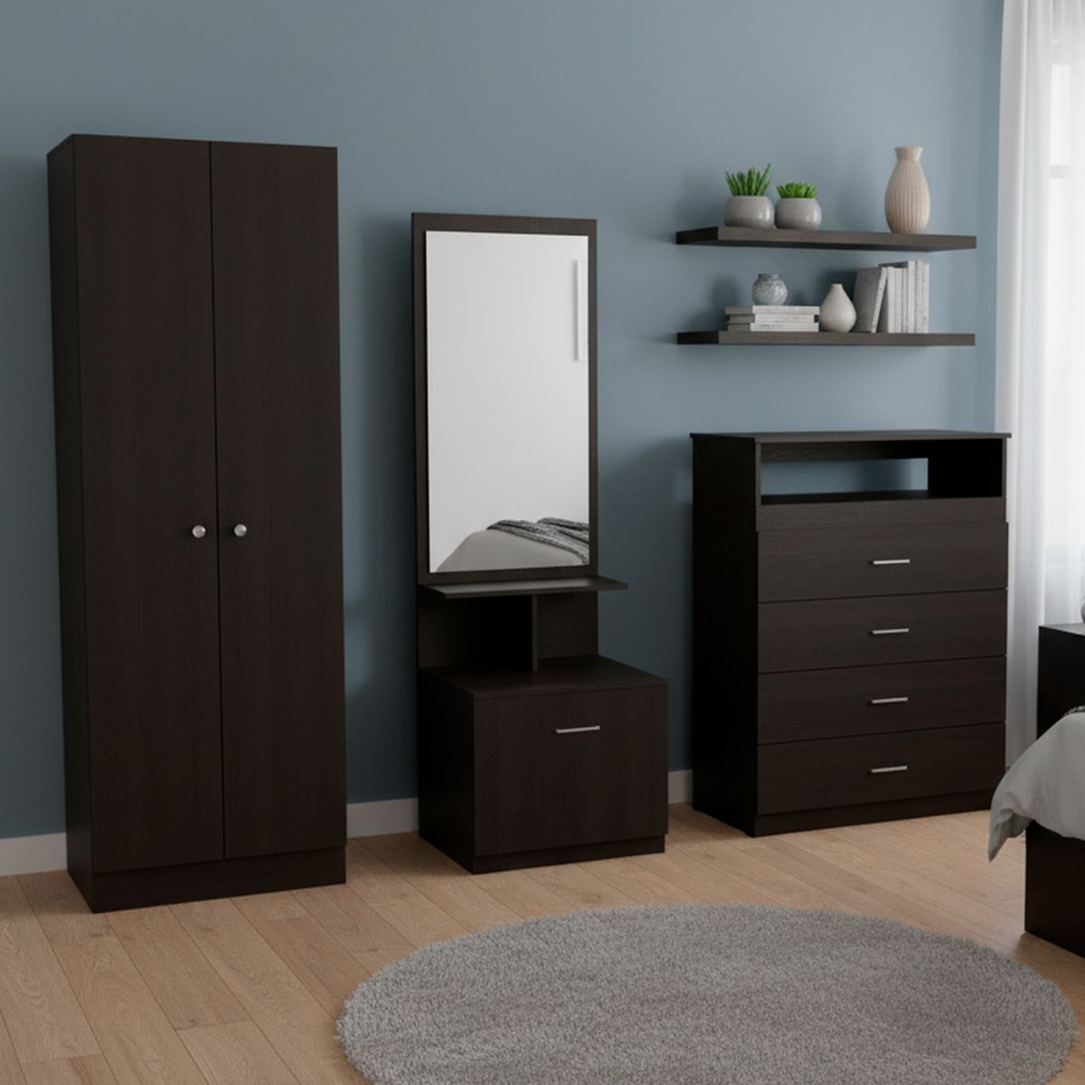 TUHOME - Clóset + comoda + velador 60x30x180 cm