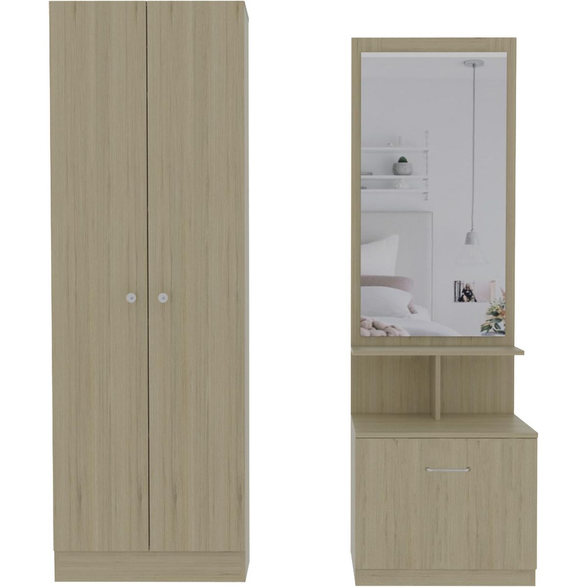 TUHOME - Clóset + Velador Oak/Blanco