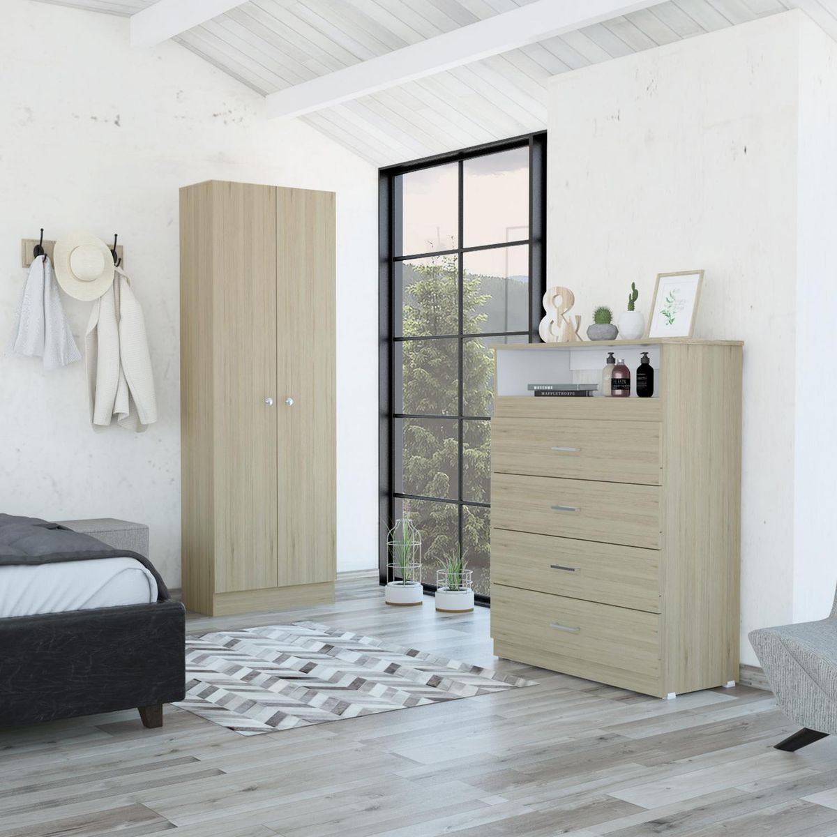 TUHOME - Clóset + Cómoda Oak/Blanco