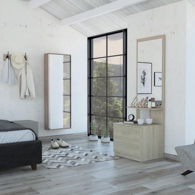 Zapatero + velador Rovere/blanco 171x54x48 cm