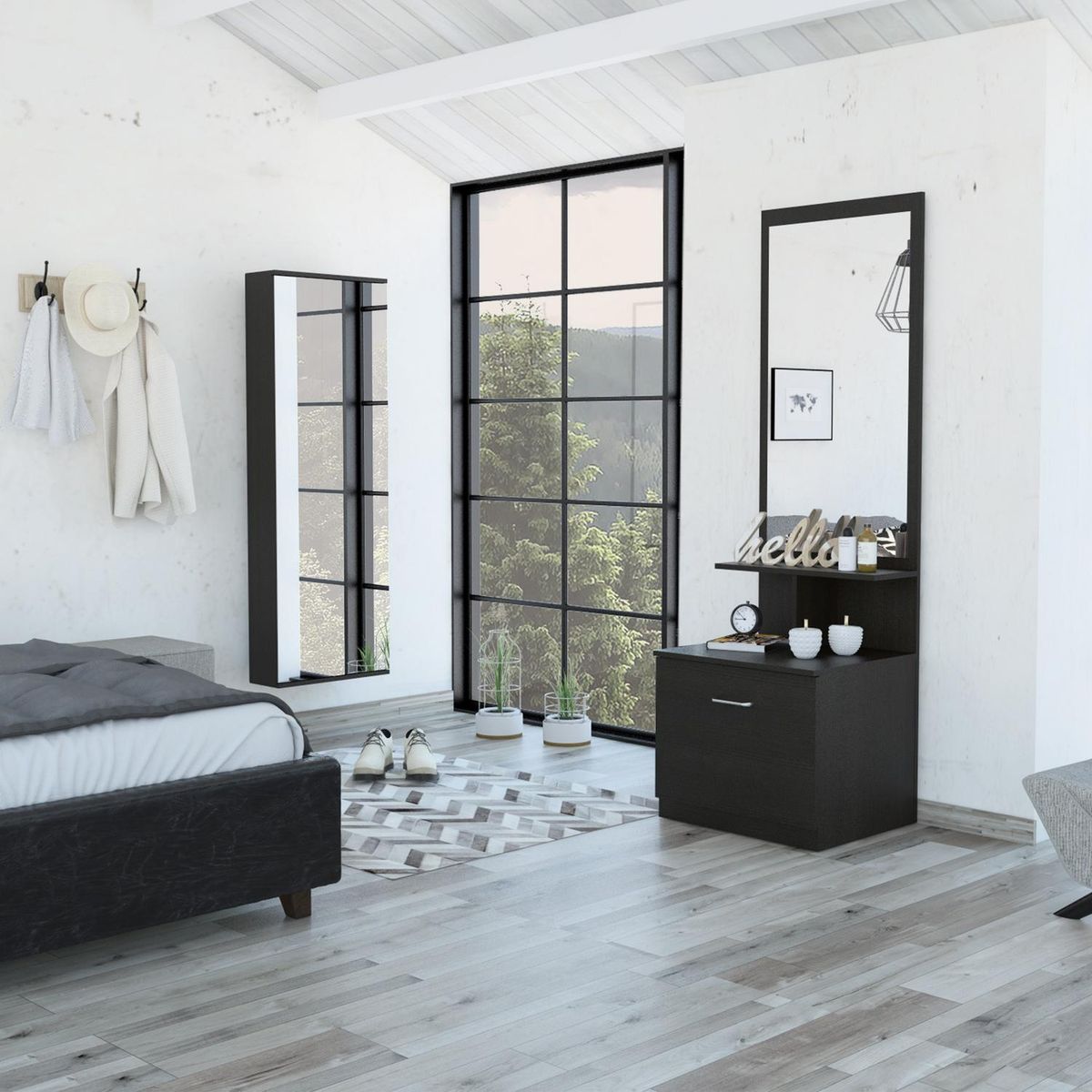 TUHOME - Zapatero + Velador Wengue 180X60X30 Cm