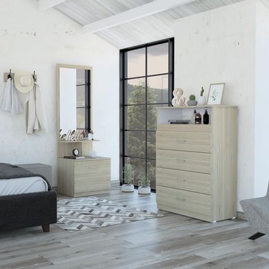 Cmoda + velador rovere/blanca 171x54x48 cm