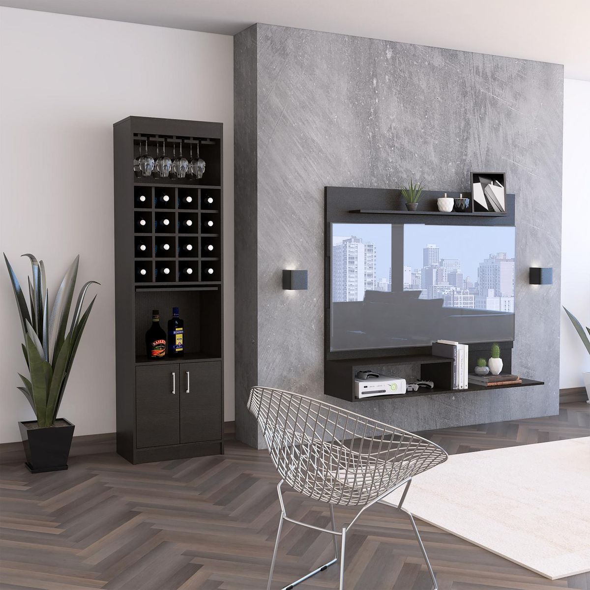 TUHOME - Panel TV 40 " Wengue 140x120x31.5 cm