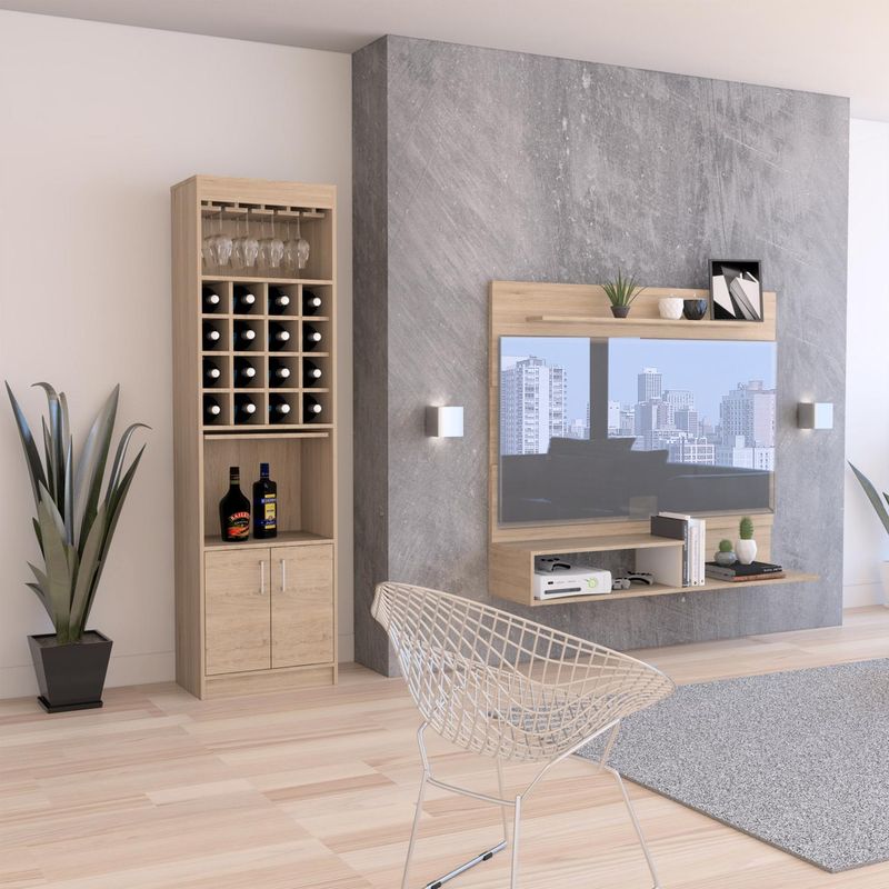 TUHOME - Panel TV 40 "  Rovere/Blanco 140x120x31.5 cm
