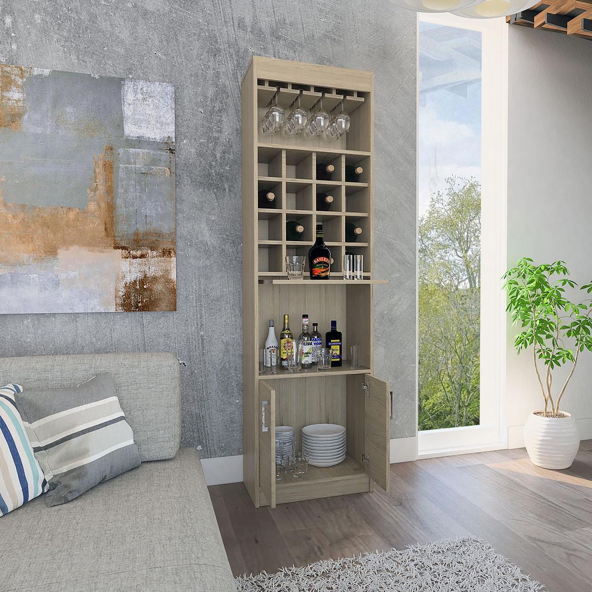 TUHOME - Panel TV 40 " Rovere/Blanco 140x120x31.5 cm