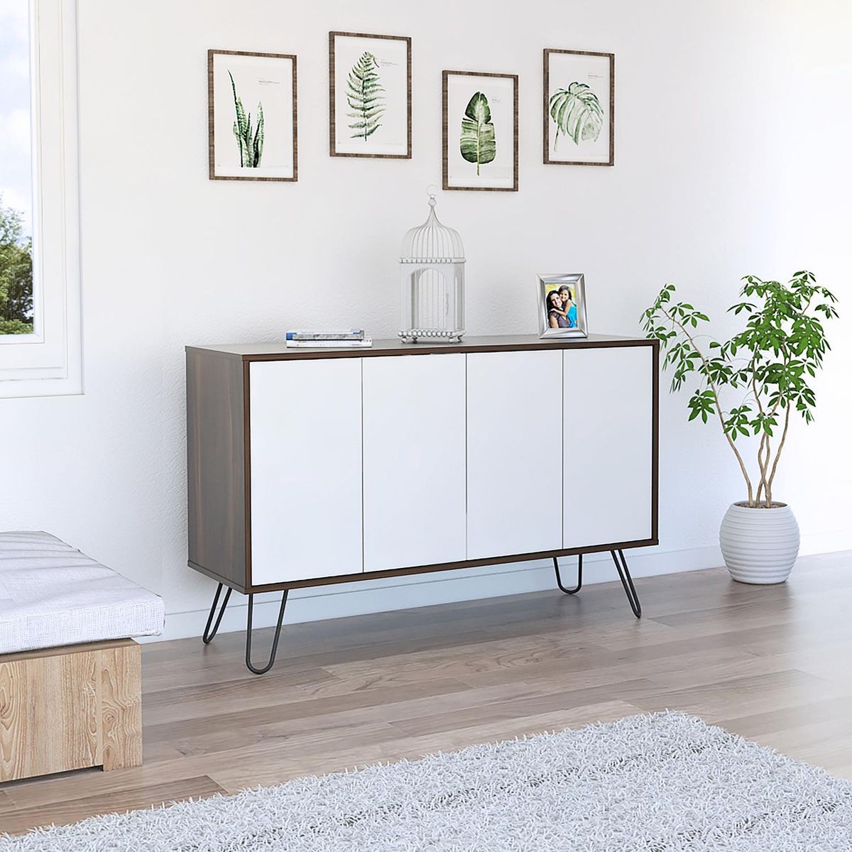 TUHOME - Bife 76x117x39 cm habano/blanco