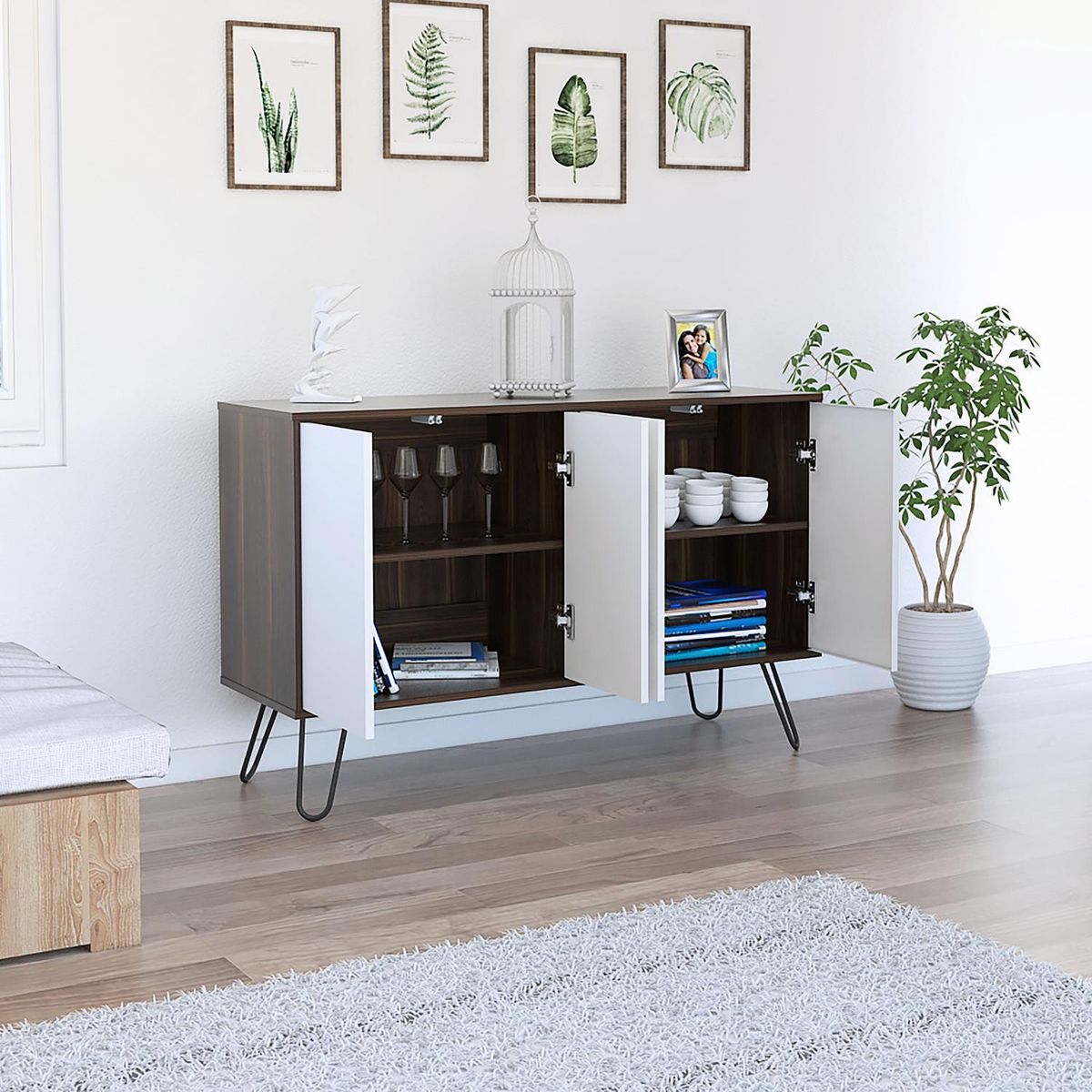 TUHOME - Bife 76x117x39 cm habano/blanco