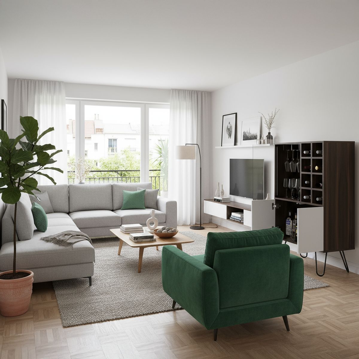 TUHOME - Bar Vassel 59.6x109.4x40.6 cm Habano/blanco