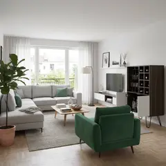 TUHOME - Bar Vassel 59.6x109.4x40.6 cm Habano/blanco