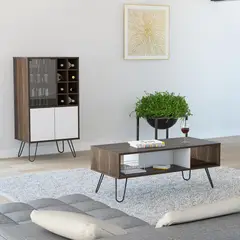TUHOME - Combo Bar + mesa centro Habano/blanco 109x60x41 cm