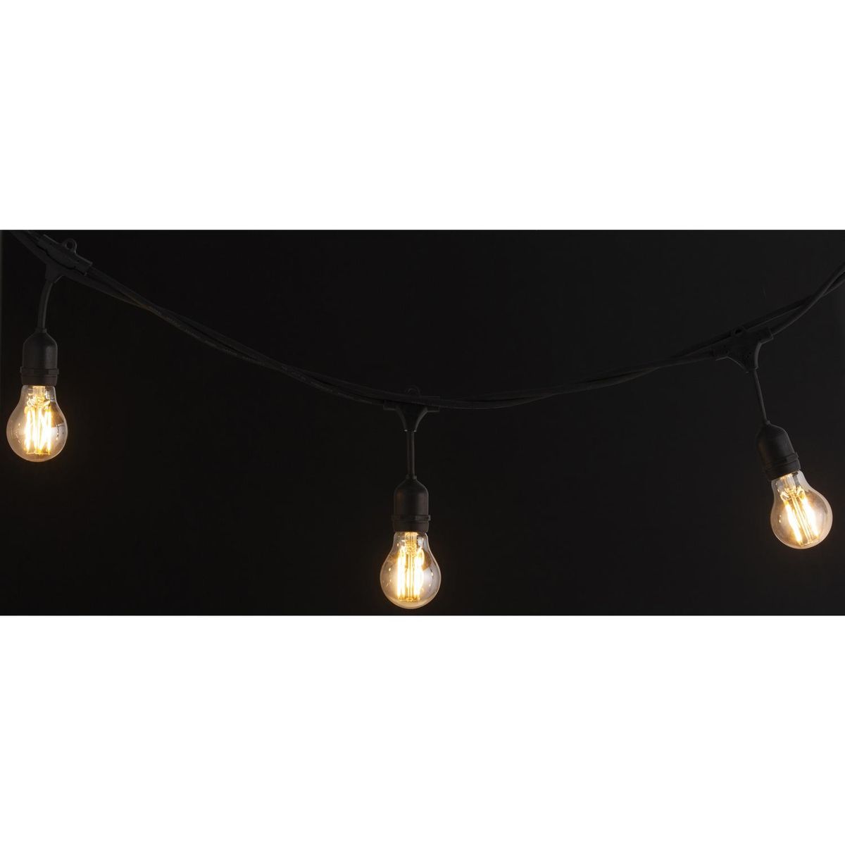 LEDZONE - Guirnalda decorativa exterior negra 7 luces
