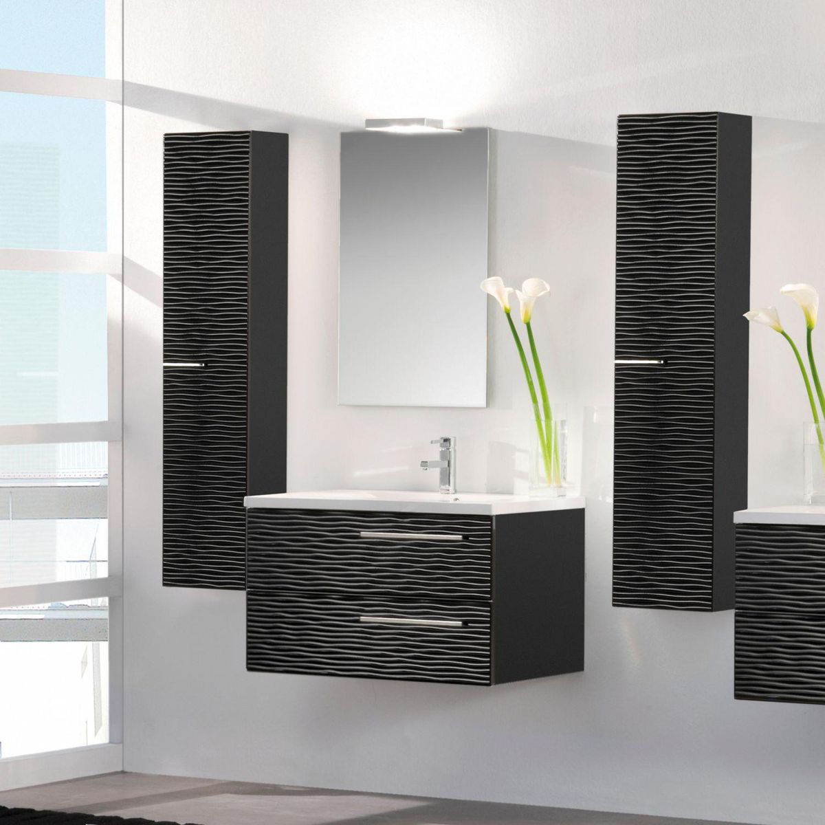 VALENZUELA - Mueble vanitorio 2 cajones Negro