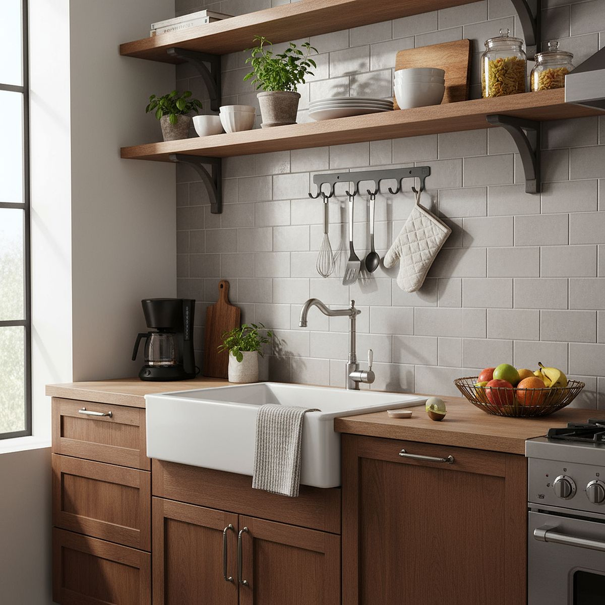 HBT - Perchero Pared con 6 Ganchos Antracita 36x5.4x4.4 cm