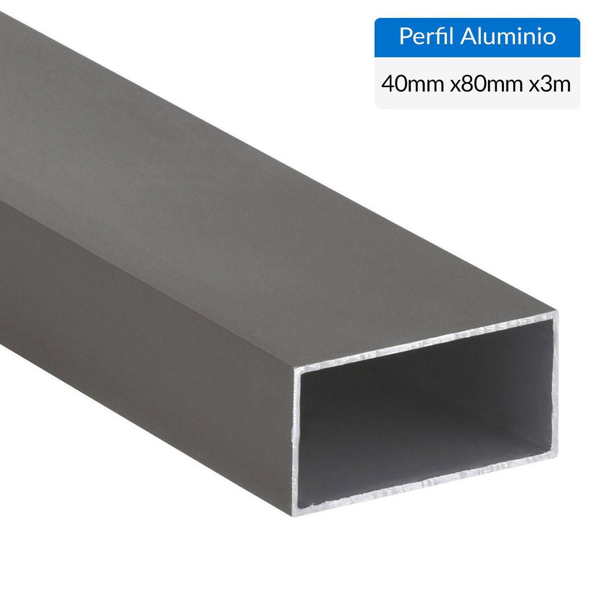 SUPERFIL - Perfil Tubular Gris 6 unidades Aluminio 40x80x1 mm 3 m