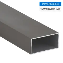 SUPERFIL - Perfil Tubular Gris 6 unidades Aluminio 40x80x1 mm 3 m