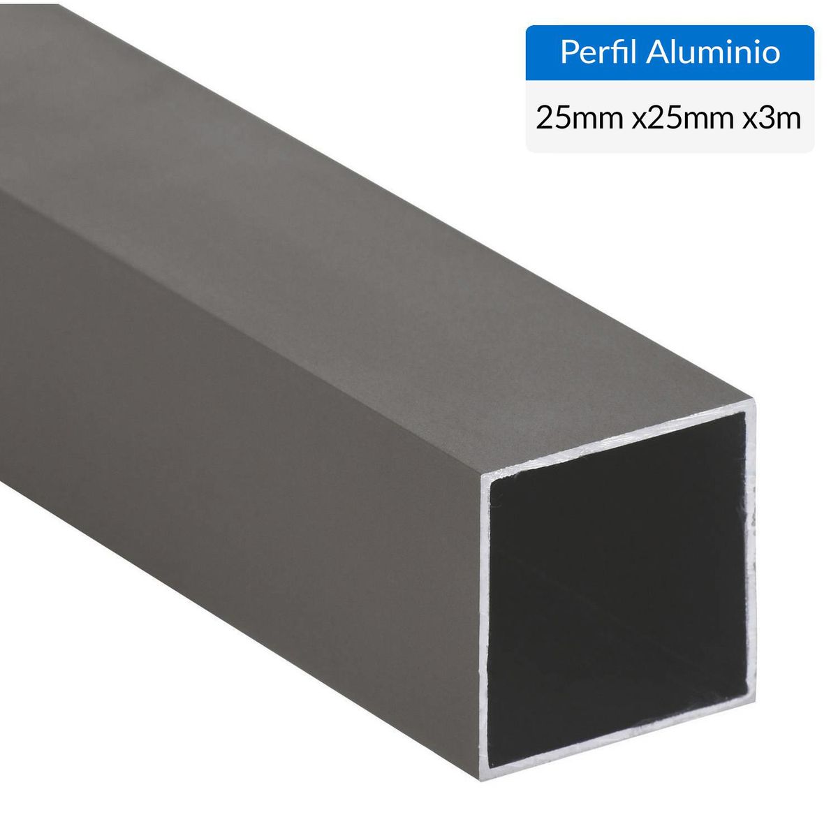 SUPERFIL - Perfil Tubular Gris 6 unidades Aluminio 25x25x1 mm 3 m