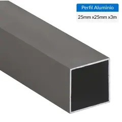 SUPERFIL - Perfil Tubular Gris 6 unidades Aluminio 25x25x1 mm 3 m
