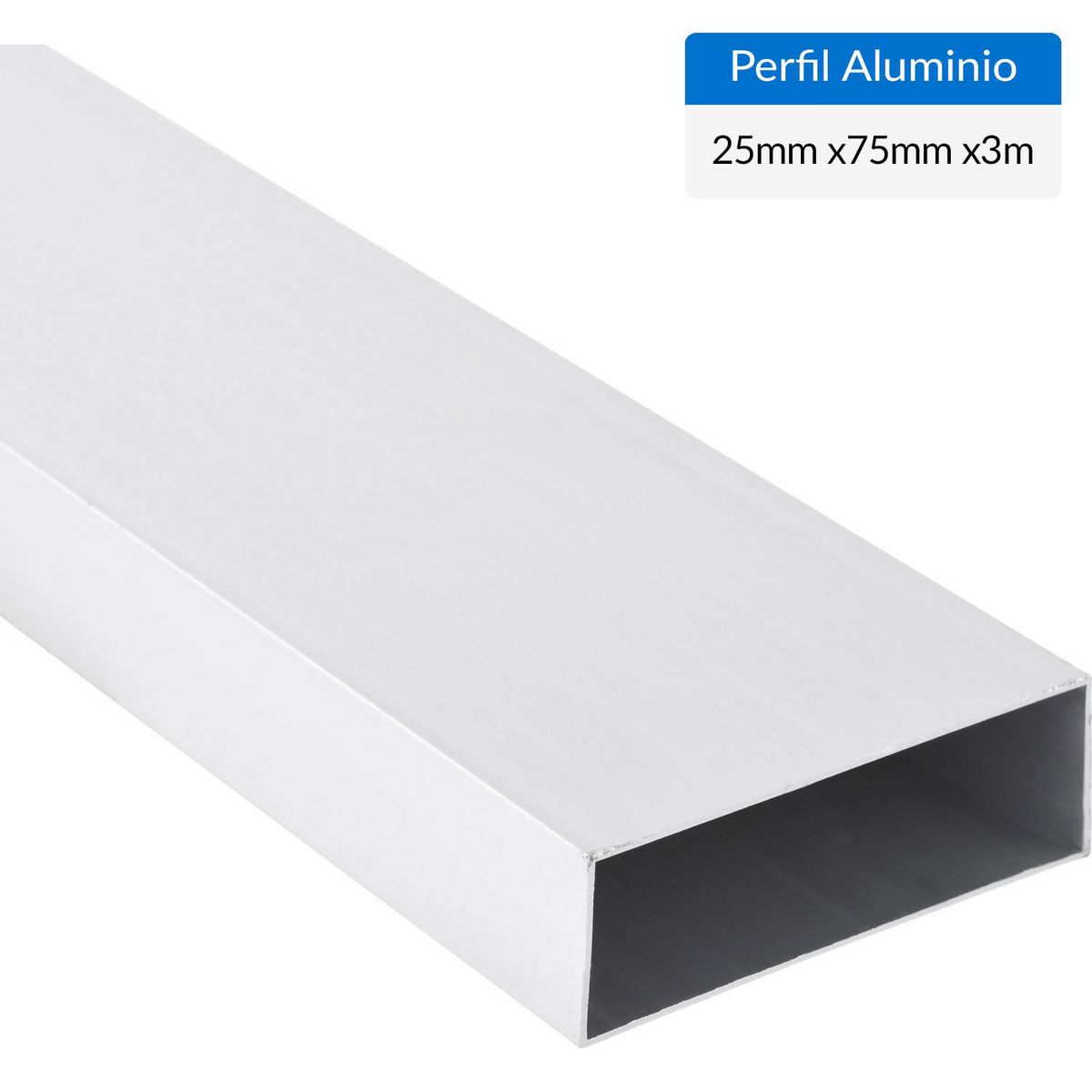 SUPERFIL - Perfil Tubular Blanco 6 unidades Aluminio 75x25x1 mm 3 m