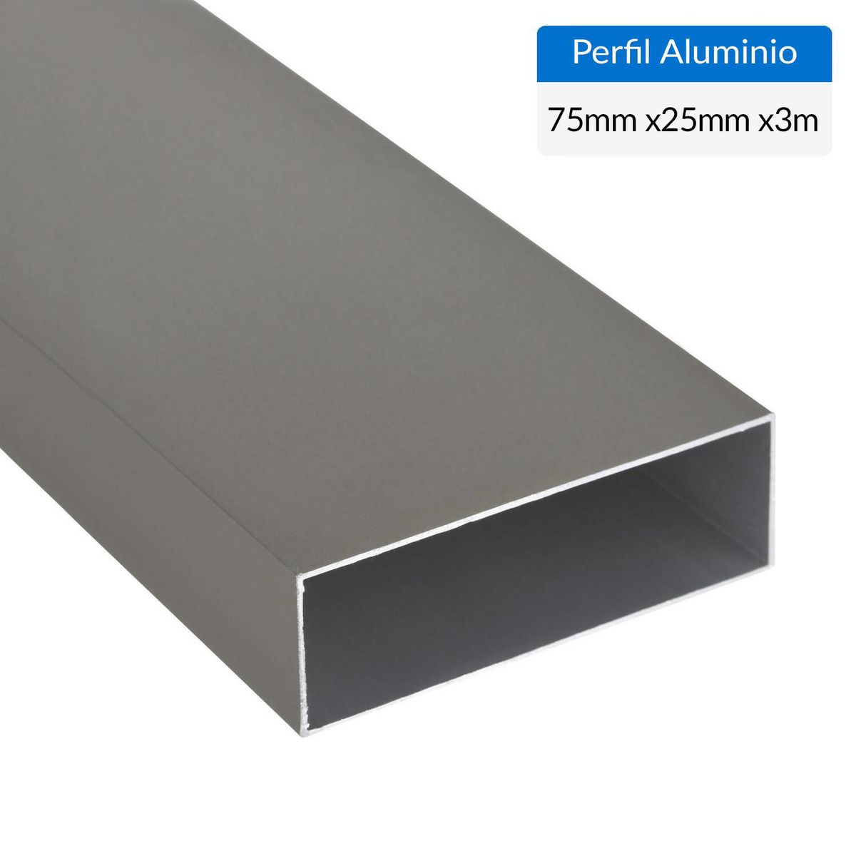 SUPERFIL - Perfil Tubular Gris 6 unidades Aluminio 75x25x1 mm 3 m