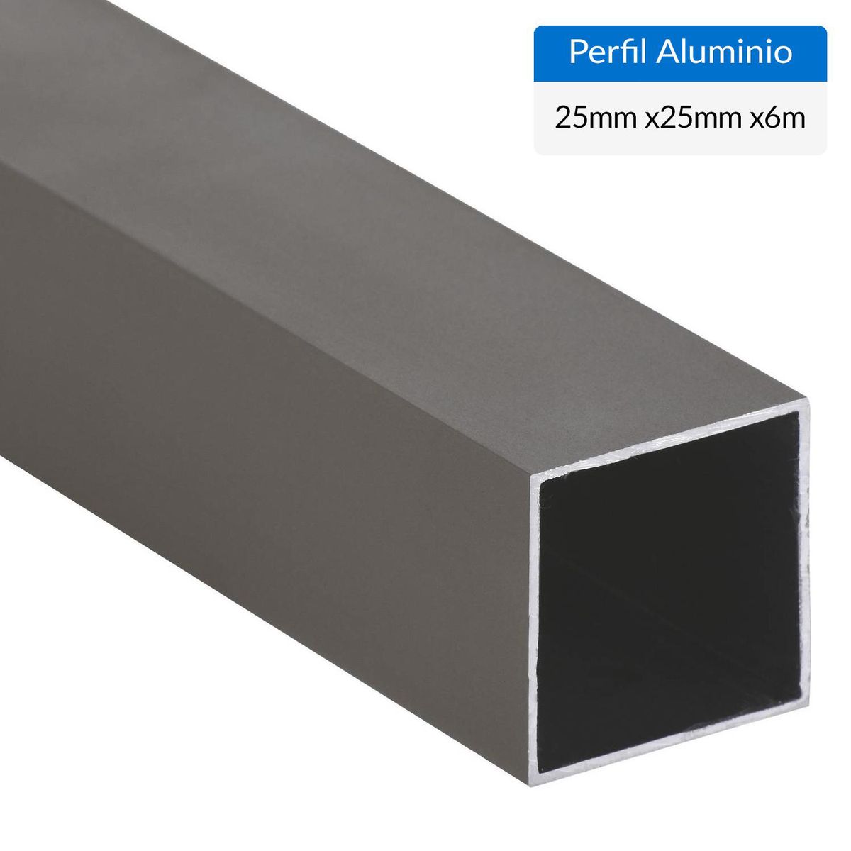 SUPERFIL - Perfil Tubular Gris 6 unidades Aluminio 25x25x1 mm 6 m