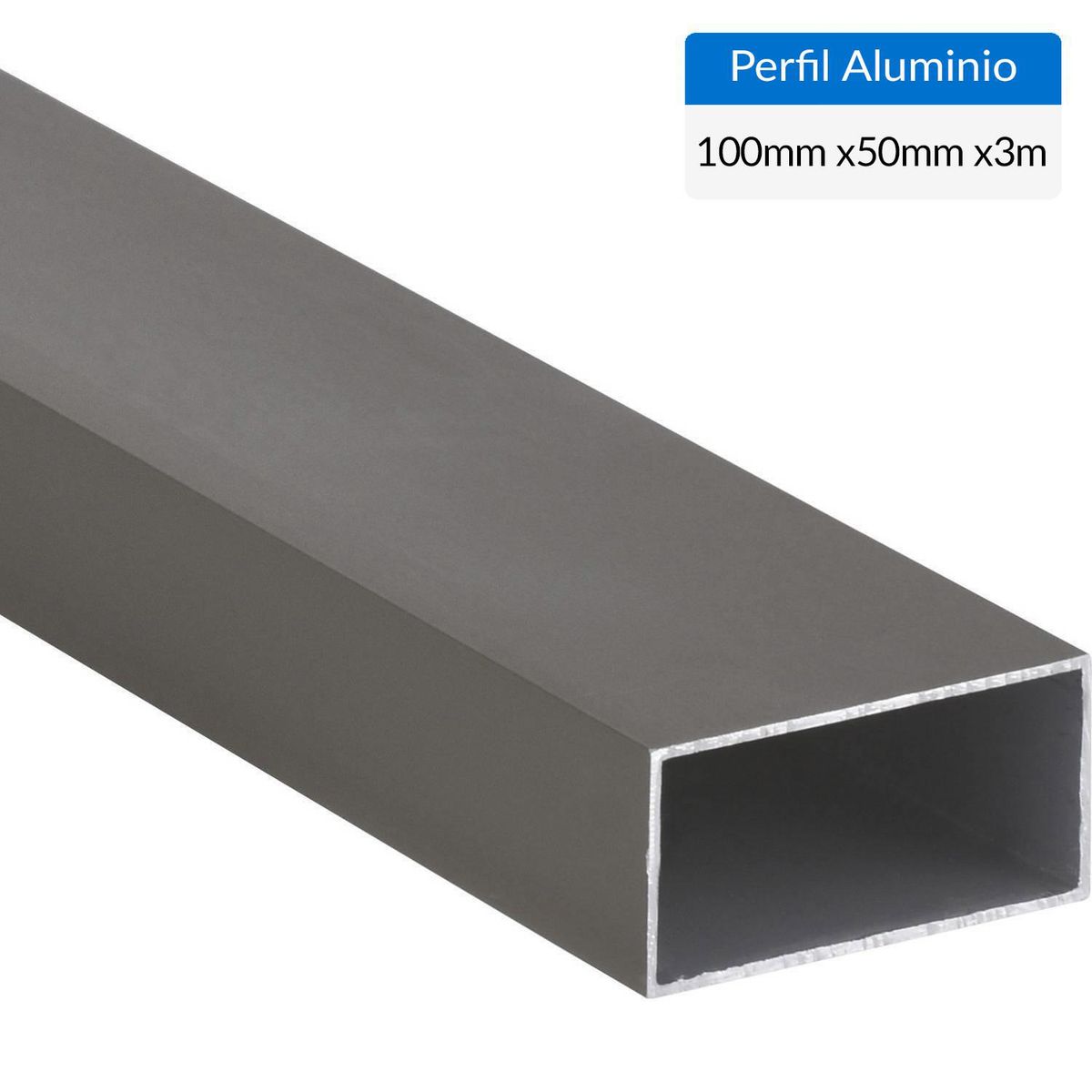SUPERFIL - Perfil Tubular Gris 6 unidades Aluminio 100x50x1,5 mm 3 m