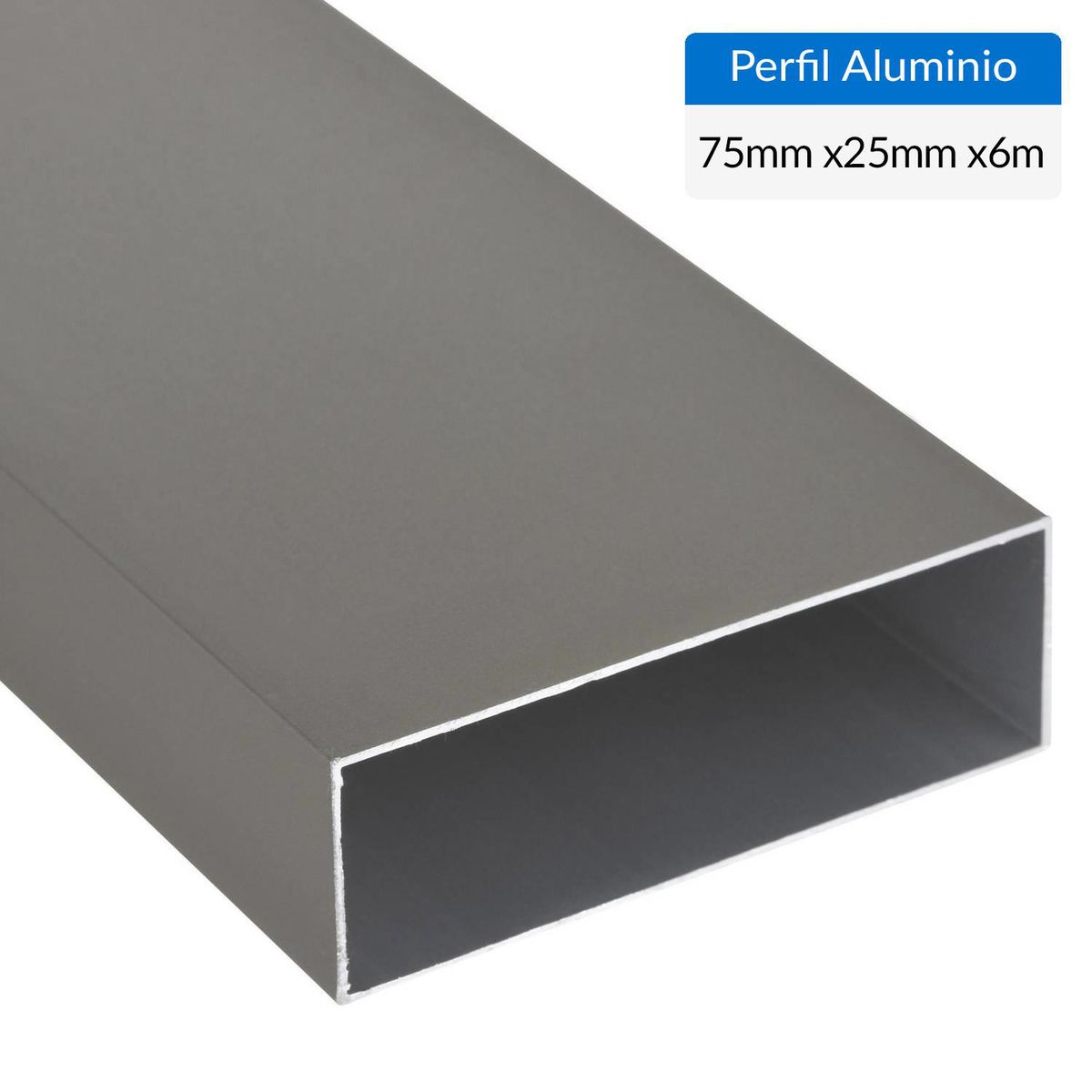 SUPERFIL - Perfil Tubular Gris 6 unidades Aluminio 75x25x1 mm 6 m