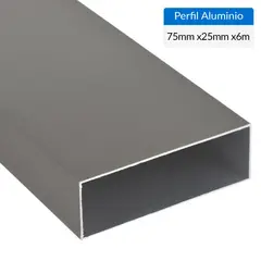 SUPERFIL - Perfil Tubular Gris 6 unidades Aluminio 75x25x1 mm 6 m