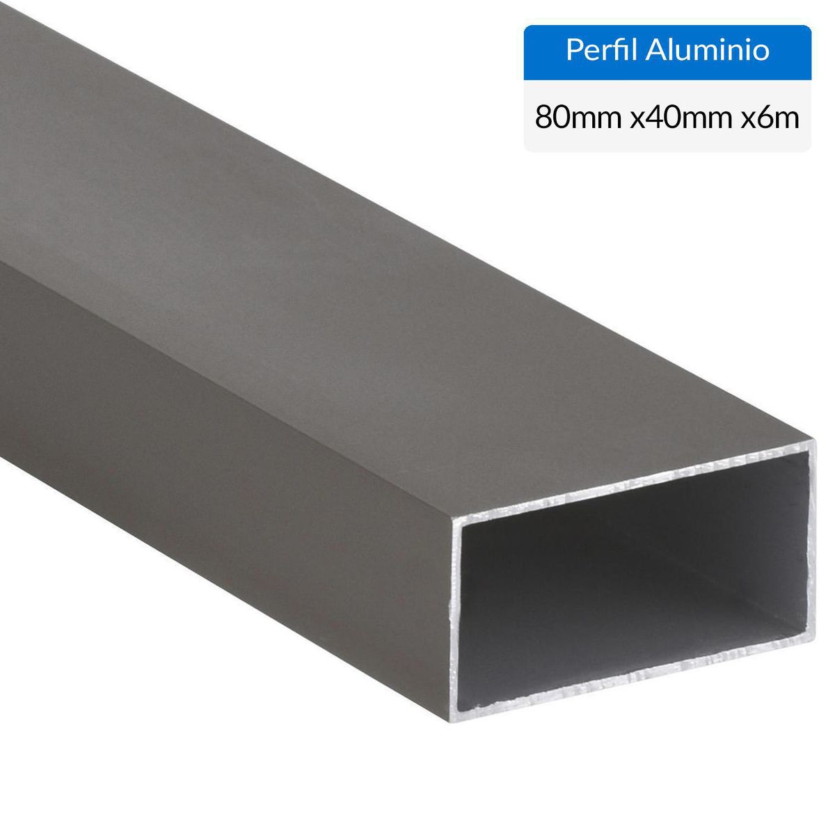 SUPERFIL - Perfil Tubular Gris 6 unidades Aluminio 40x80x1 mm 6 m