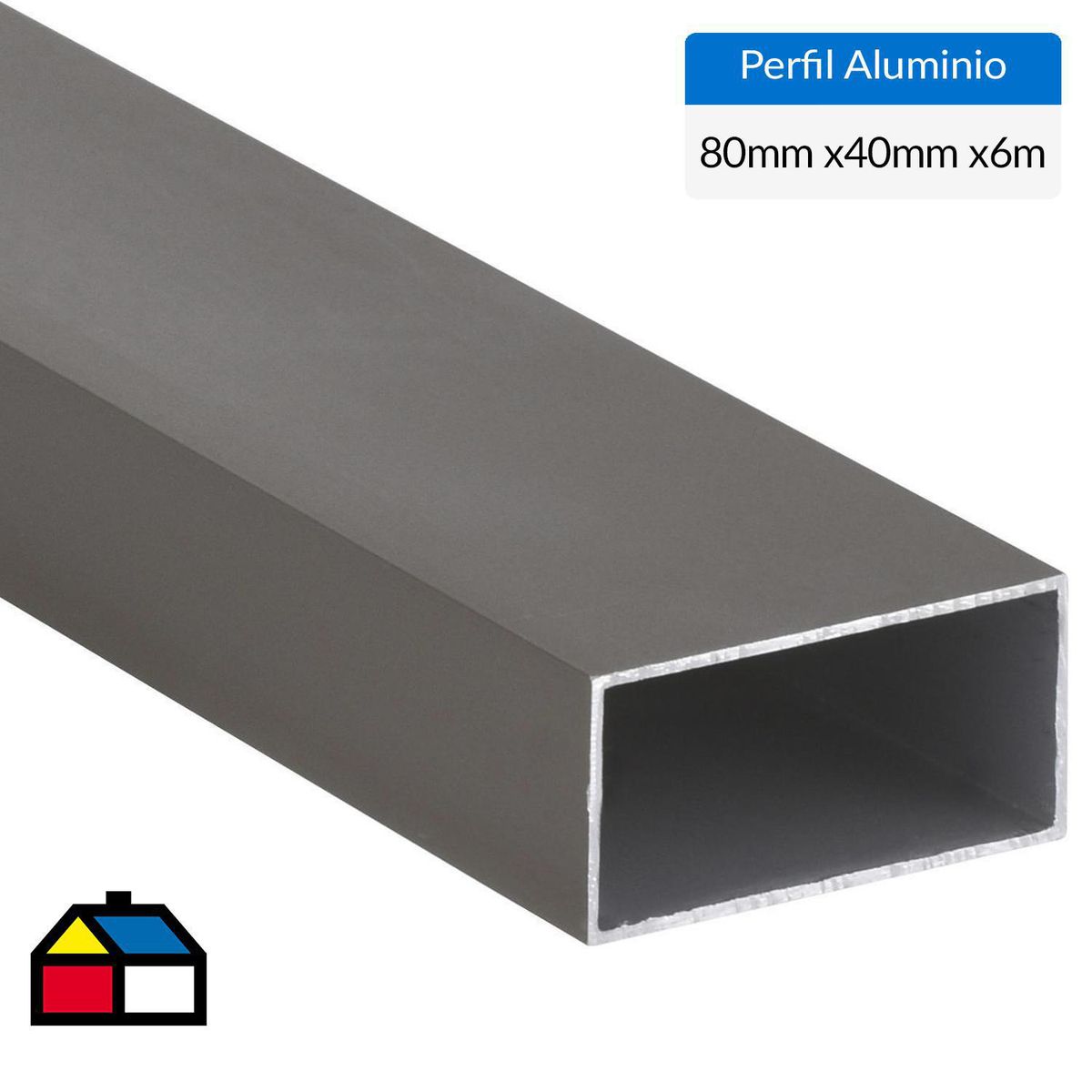 SUPERFIL - Perfil Tubular Gris 6 unidades Aluminio 40x80x1 mm 6 m