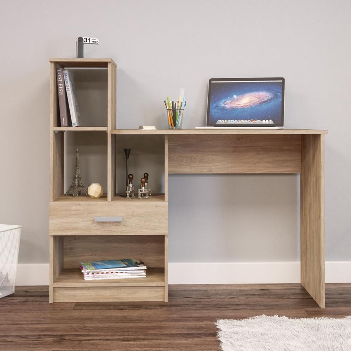 VEKKAHOME - Escritorio 120x45x107 cm Beige