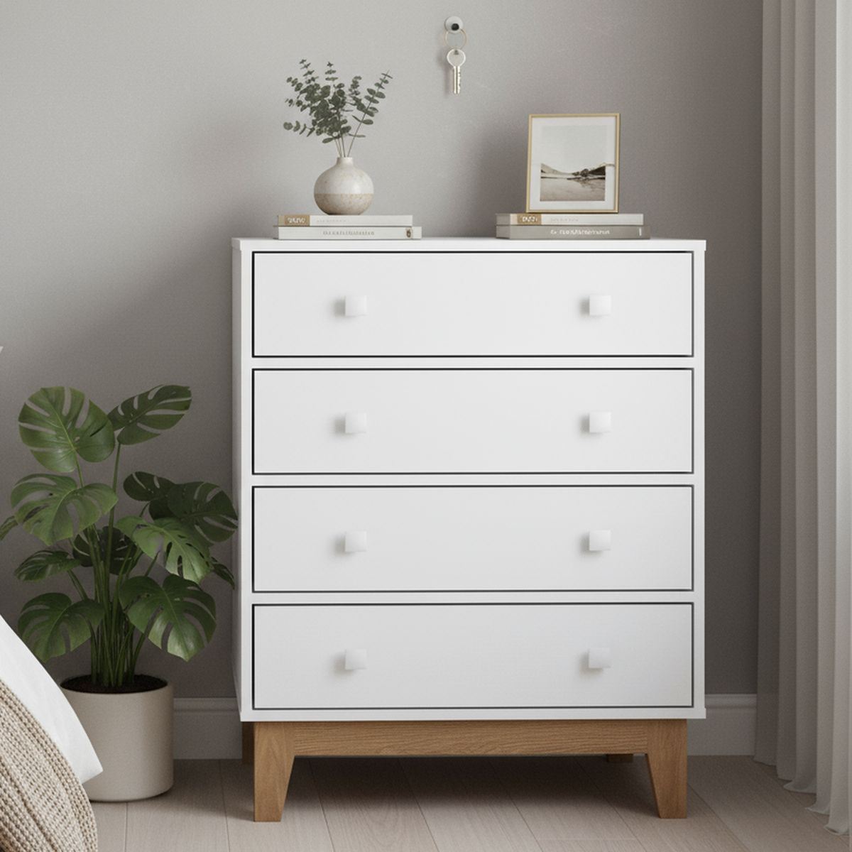 KIDSCOOL - Cómoda 4 Cajón(es) BY120 BL 58x86x45 cm Blanco