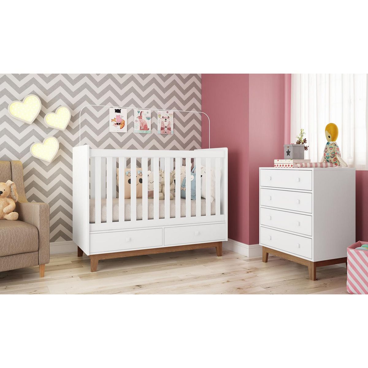 KIDSCOOL - Cuna 133x68,5x105 cm Blanca