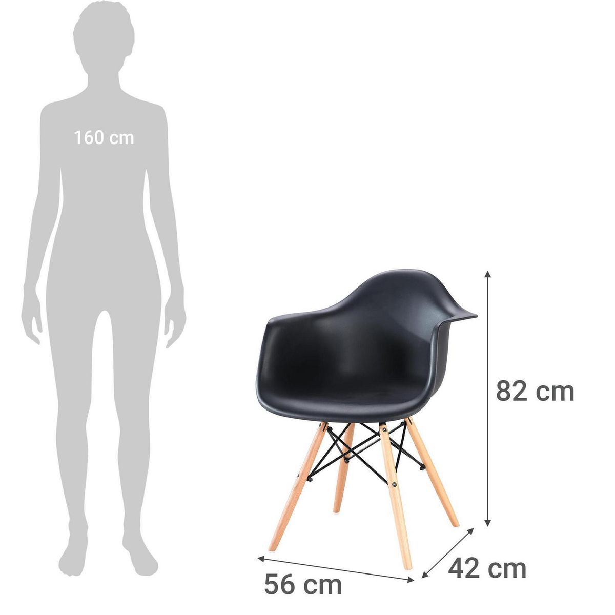 WHITE MARKET - Silla HYH-A305 Negro 82x56x43 cm