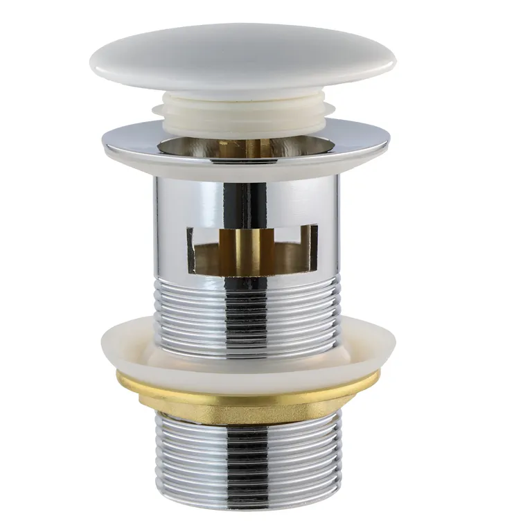 Desagüe Pop-Up 1 1/4" Tapón Loza Blanco con Rebalse