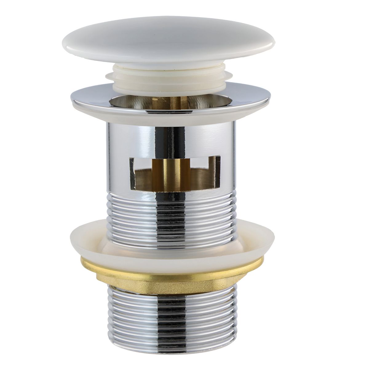 BONOMINI - Desagüe Pop-Up 1 1/4" Tapón Loza Blanco con Rebalse