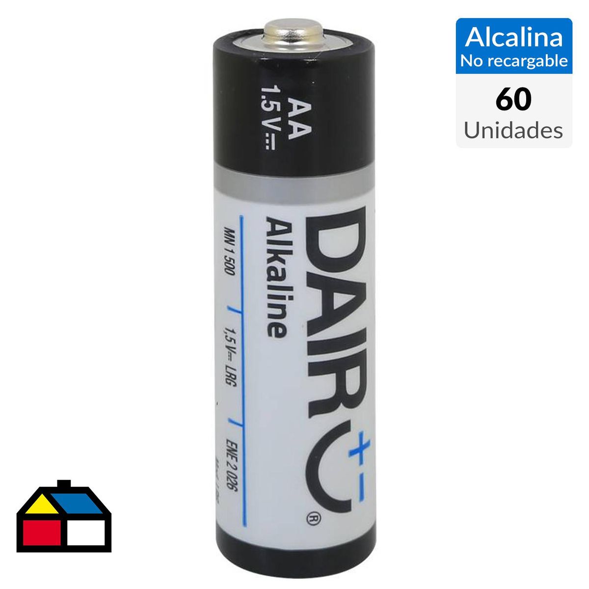 DAIRU - Pack de 60 pilas eco AA