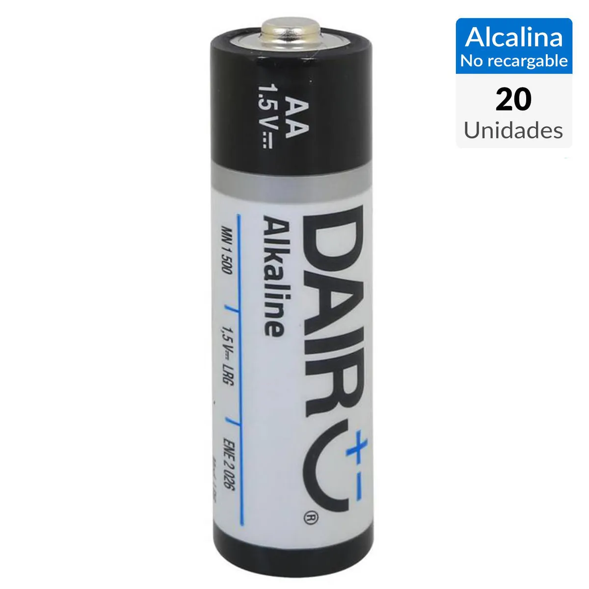 DAIRU - Pack 20 pilas alcalina AA