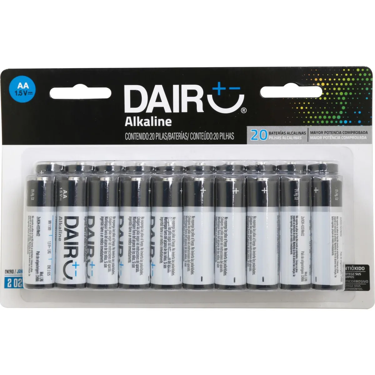 DAIRU - Pack 20 pilas alcalina AA
